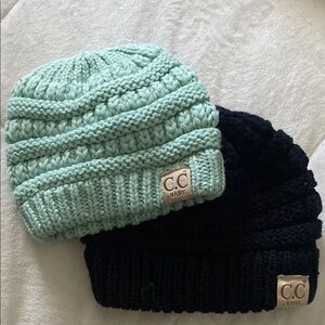 CC Kids Mint and Black Knit Beanie Set